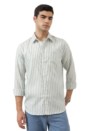 Image of Thomas Scott Men's | Stripes | Full Sleeve | Regular Fit | Linen Blend | Spread Collar | Casual Shirt