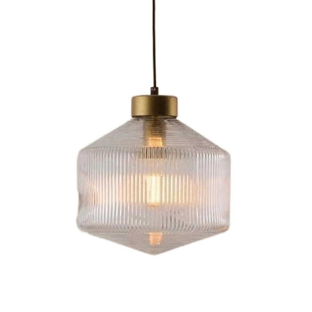 SYAXVOM Stylish Lantern-Shaped Glass Pendant Light - E27 Base Flush Mount Chandelier for Balcony & Restaurant(Clear)