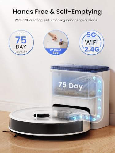 Image of Lefant Robot Vacuum and Mop, 75-Day Self-Emptying, 6000Pa Strong Suction, Customized Cleaning, Multi-Floor Mapping, 130 Min Runtime, 2.4G /5G WiFi /Alexa /APP /iWatch, M2L Plus