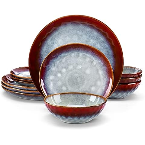 vancasso Starry Red 12-Piece Dinner Set Cover