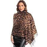 GKJU Leopard Scarf for Women Chunky Scarves Winter Warm Thick Oversized Blanket Long Faux Cashmere Fringe Pashmina Shawl Wraps (70041-4)