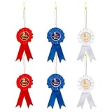 Award Ribbons 1st 2nd 3rd Place Recognition Rosette Set Awards Blue Red White Badge Ribbons for Classroom Prize Science Fair Talent Show (6 Pcs)