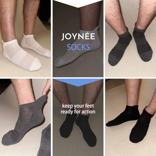 JOYNÉE Mens Ankle Athletic Socks for Men Running Tab Low Cut Socks 6 Pairs Sports Workout Socks,Sock Size 10-134