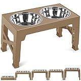 Elevated Dog Bowls, 5 Adjustable Heights Raised Dog Bowl Stand with Double Stainless Steel Dog Food