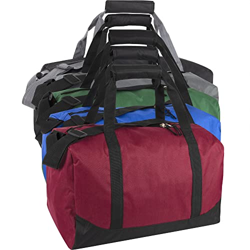 Image of 30 Liter, 17 Inch Canvas Duffle Bags for Men and Women - Travel Weekender Overnight Carry-On Shoulder Duffel Tote Bags, Red, 17 inches x 10 inches x 10 inches