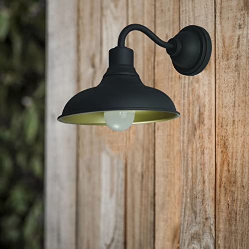 Jchal Gooseneck Front Porch Wall Light, Rustic Farmhouse Wall Sconce, Outdoor & Indoor Wall Mount Barn Light, 8", Matte Black (1 Pack) #TOP4