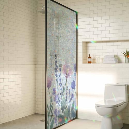 Película para ventana decorativa con flores acuareladas 23.6 x 59 in miniatura 6