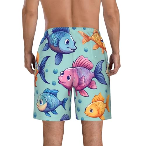 Cute Fish Print Stylish Men Beach Shorts Lightweight Cozy Swim Trunks Summer Casual Outings Holiday3