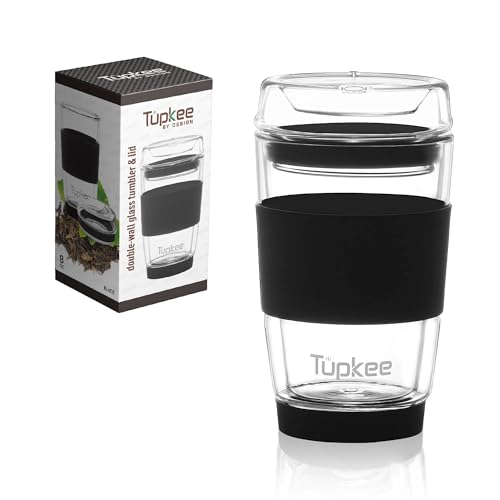Comparison: Best Insulated Glass Travel Mug 10 Tupkee Double Wall Glass Tumbler - 8-Ounce, All Glass Hand Blown Reusable Insulated Tea/Coffee Mug & Lid, Travel Mug - Black