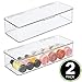 mDesign Long Plastic Kitchen Pantry/Fridge Storage Organizer Box Containers with Hinge Lid for Shelves or Cabinets, Holds Food, Snacks, Seasoning, Condiments, Flatware, Utensils, 2 Pack - Clear