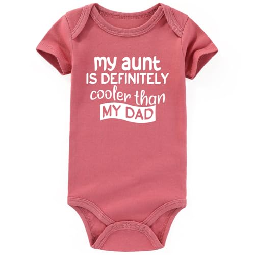 AIZFFZY My Aunt Is Cooler Than Dad Baby girl Clothes Aunties Bestie newborn Outfits infant boy Bodysuits Mauve 3-6 months