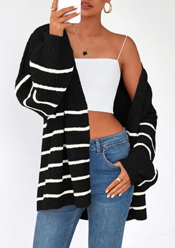 Image of PRETTYGARDEN Womens Oversized Cardigan Sweaters 2026 Fall Long Lantern Sleeve Knit Open Front Lightweight Sweater