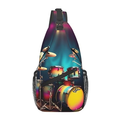 Mochila bandolera casual negra para senderismo y viaje miniatura 1