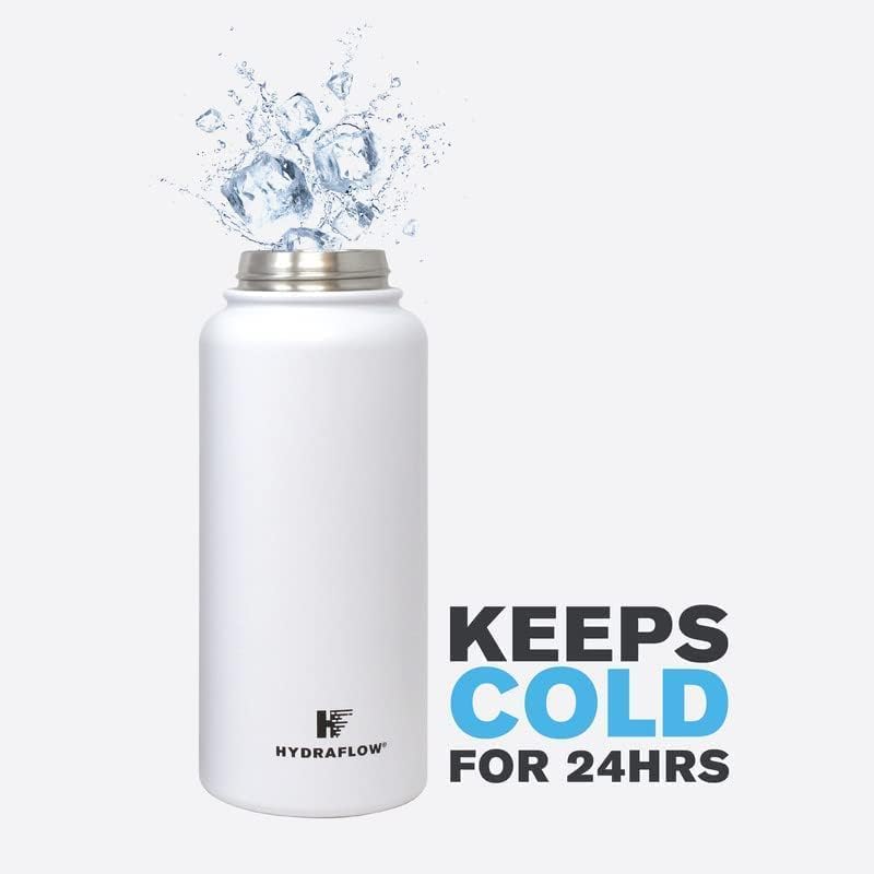 Miniatura 6 de Hydraflow Hybrid - Botella de agua de triple pared aislada al vacío con pajilla abatible (34 onzas, caqui), termo de metal de acero inoxidable, a