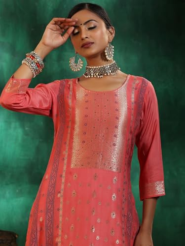 Image of Libas Woven Design Silk blend Straight Kurta with Trouser & Dupatta | Ethnic Wear |Wedding Dress | Ocassion Wear