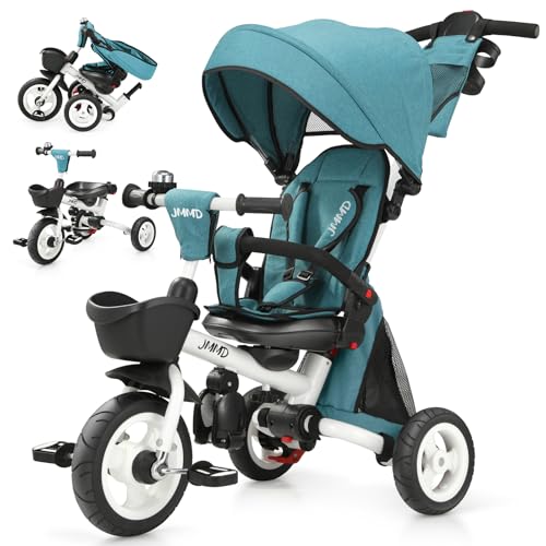 Image of JMMD 8-in-1 Foldable Toddler Tricycle for Ages 1-5, Portable Trike Stroller