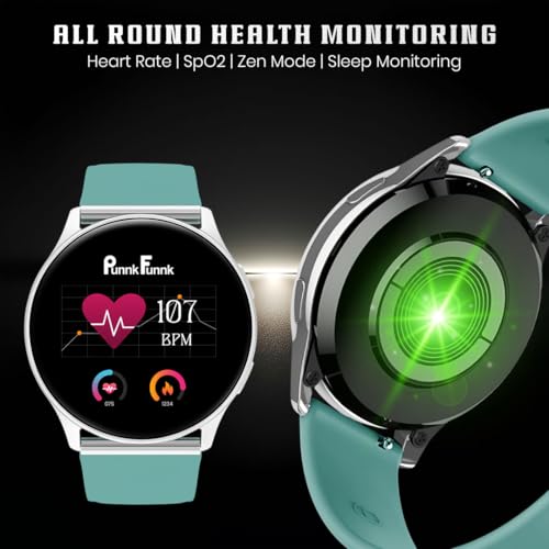 Image of PunnkFunnk Active 5 Smart Watch with 1.3 inch AMOLED HD Display | Bluetooth Calling, AI Voice Assistant, 100+ Sports Modes, Heart Rate & SPO₂ Tracking, IP68 Waterproof for Men & Women- (Light Green)