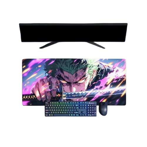 ButkUs One Piece Roronoa Zoro Anime Tapis de Souris Gaming XXL, 800x300mm, 3mm imperméable et antidérapant Surface Texturée pour PC et Ordinateurs Portables