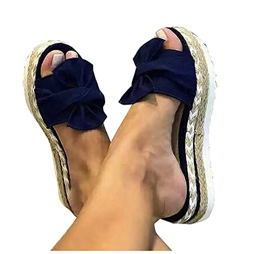 beiousalie Wedge Sandals for Women, Slip on Comfortable Travel Slippers for Women Retro Large Size Summer Mules Shoes3