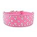 Didog Sparkly Rhinestone Wide Dog Collar -Soft PU Leather Royal Look - Hot Pink XL Size - Fit for Medium Large Breeds