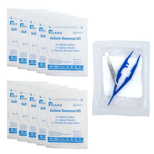 Image of Sterile Suture Removal Kit (Cutter, Forceps, Gauze), Suture Removal Tool Sterilized Ideal for Hospitals, Clinics and Home Care (10, Stitch Cutter)