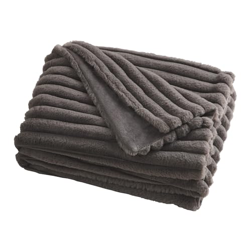 Appletree Plaid en Fausse Fourrure - Gris Anthracite - 180 x 130 cm - Couverture en Peluche Douce pour canapé ou lit - Imitation Fourrure de Lapin de Luxe -...