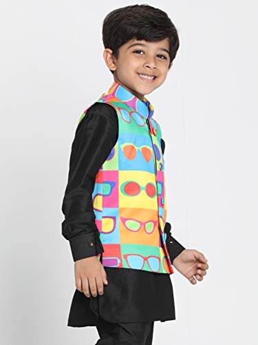 Image of JBN Creation Light Blue Cotton Silk Blend Boys Nehru Modi Jacket