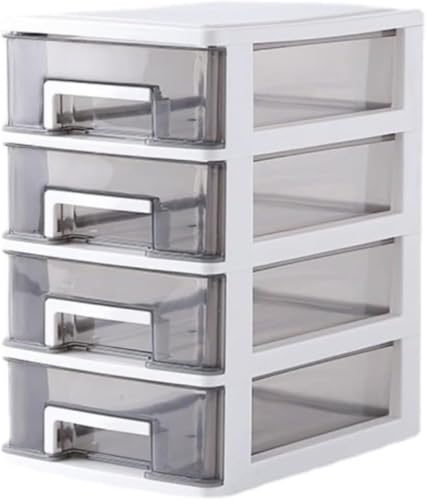 Vzfv 透明 引き出し 収納ケース 4段 プラスチック 卓上 小物収納ボックス 文房具 化粧品 事務用品 A4書類対応 レターケース デスク整理 オフィス・在宅 学生向け 省スペース 多用途 (4層,C)