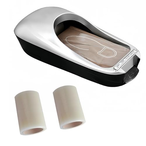 ccolorful rrope Automatic Shoe Cover Dispenser Machine with 1 Roll Overshoe Film Silver Kit for Home, Lab, Office, Hotel, Exhibition (sliver)