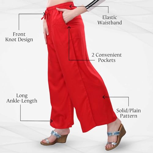 Image of TRASA Women's and Girls Cotton Reyon Regular Fit Palazzo Pants - Available Size - L, XL, 2XL, 3XL