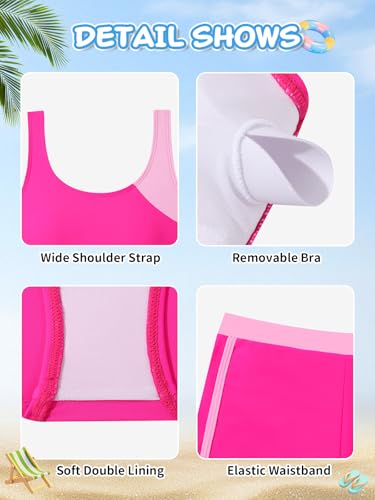 Image of Girl's 3 Piece Bikini Bathing Suit Printed Sport Swimsuits with Shorts Cove Up Sets Teen Girl's Swimwear