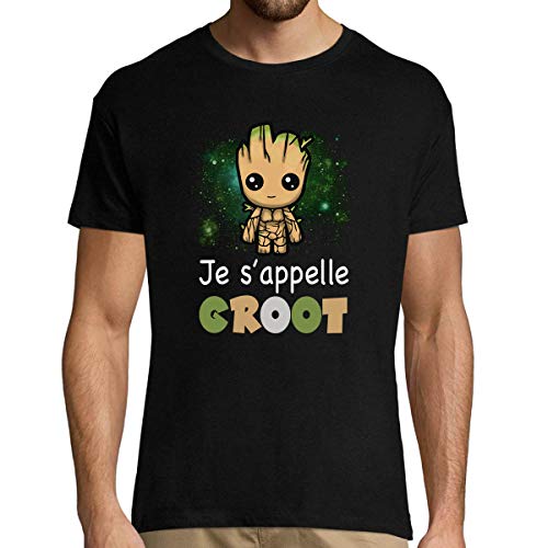 T-Shirt Homme Je s'appelle Groot - Modèle Design Le Plus Mignon Cute de la Galaxie | T-Shirt col Rond (S - XXL) XL