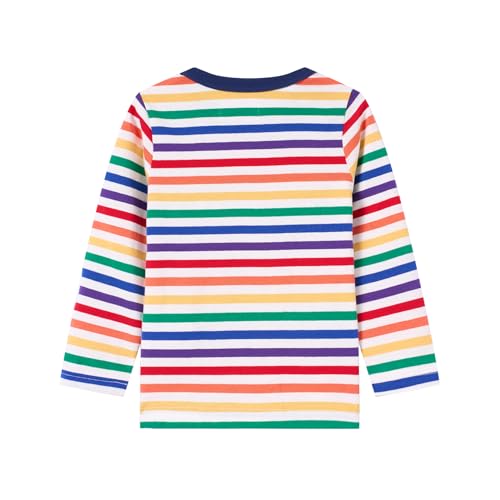 Image of LittleSpring Unisex Kids Long Sleeve Striped Tee Shirt Tagless Crew Neck Cotton T-Shirt