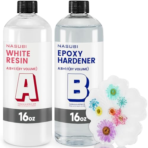 NASUBI 32oz White Resin Epoxy - High Gloss No Bubbles Easy to Use No Odor - Casting Resin for Craft Coasters Molds - Professional or Beginner