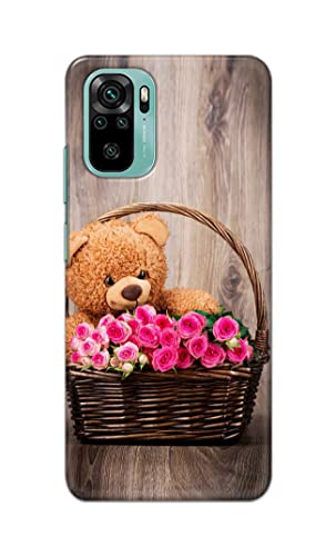 Image of PRINTFIDAA Roses and Teddy Bear in The Wicker Hard Back Cover for Redmi Note 10, Redmi Note 10S Back Cover -(P6) KAT1004