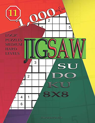 1,000 + sudoku jigsaw 8x8: Logic puzzles medium - hard levels (Jigsaw sudoku)