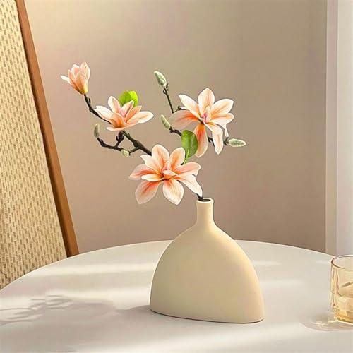 Bouquet de fleurs de simulation magnolia artificiel en vase pour table - 6