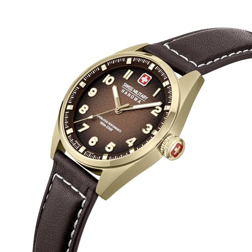 Image of Swiss Military Hanowa SMWGA0001550 Airman First Class - Swiss Made Round Olive Watch for Men