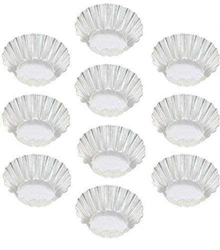 Prime Bakers and Moulders Flower Cake Egg Tart Mold Aluminium Cupcake Mould Cookie 6.5 cm x 2.5 cm, 10 pcs