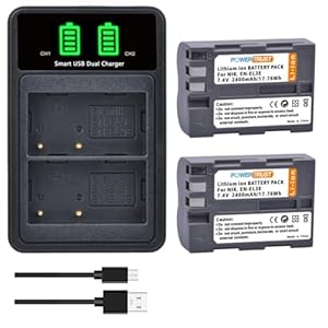 PowerTrust 2Pcs EN-EL3 EN-EL3e Akku und Ladegerät für Nikon D300S, D700, D90, D300, D80, D200, D50, D70, D100, D30, D70s