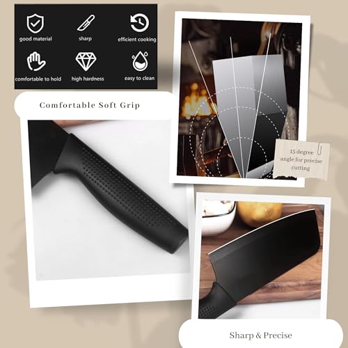 Image of La' Forte 3 Pcs Kitchen Knife Set with Protective Covers | Chef Knife, Utility Knife & Paring Knife | Printed Stainless Steel Blades with Ergonomic Grip | Cutting, Chopping & Slicing