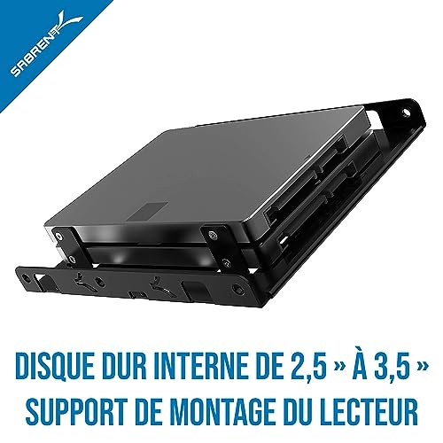 SABRENT Hard Disk Mounting Kit Adapter, Dual 2.5 to 3.5 Hard Drive Mounting Bracket, SSD Mounting Kit, 2 SATA Data Cables, 2 Power Splitter Cables (BK-HDCC)