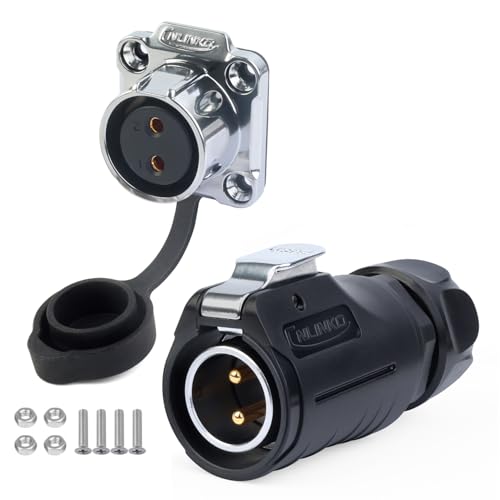 CNLINKO LP-20 Industrieller Wasserdichter Steckverbinder IP68 Rundsteckverbinder Schnellverschluss Luftfahrtstecker Anti-Interferenz-Shell Aviation-Anschluss M20 2-12 Polig Flanschdose (2 Polig)