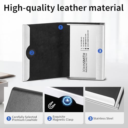 Onedor Personalized Business Card Holder, Leather Card Holder, business Card Case, Magnetic Closure, Gift For Men, New Job Gift (Dark Brown)4