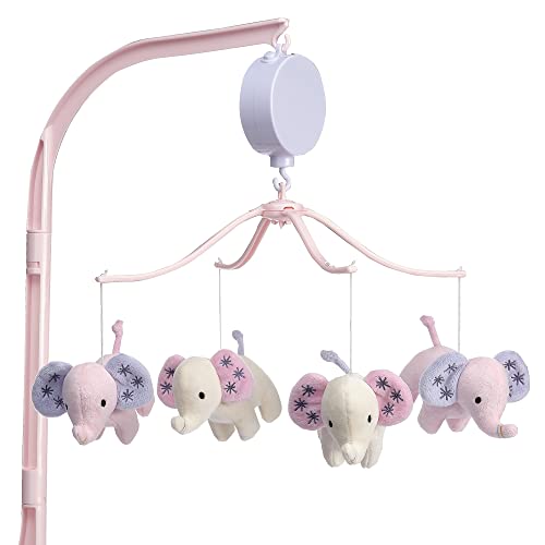 Image of Bedtime Originals Elephant Dreams Pink Musical Baby Crib Mobile Soother Toy