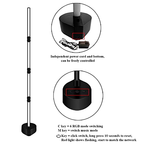 Lampadaire LED d'angle intelligent moderne avec modes de scène DIY