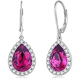 Dangle Drop Earrings Women Diamond Earrings Amethyst Earrings Silver Earrings for Women Silver Drop