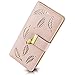 Women's Long Leather Card Holder Purse Zipper Buckle Elegant Clutch Wallet (long pink)