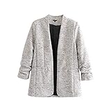 tweed blazer zara man Lange Ärmel LXFWT Frauen chic Tweed Blazer Taschen gesammelt Langarm Büro tragen Mantel gekerbten Kragen Vintage lässige Oberbekleidung Tops CA290 M