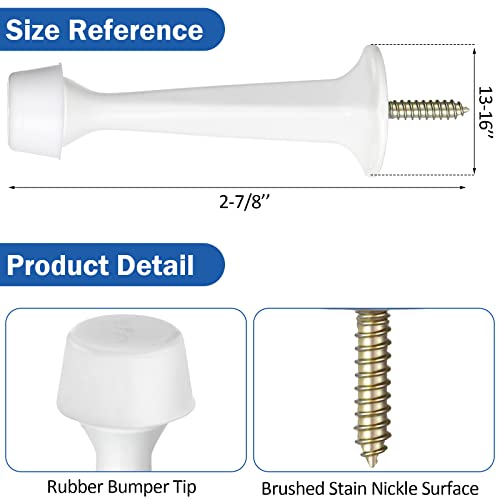 24 Pack Door Stop Heavy Duty Solid Rigid Door Stoppers With Soft Rubber Tip Wall Mount Door Stoppers For Bottom Of Door (White) #TOP1